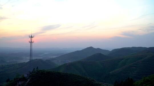 山区日落夕阳景观 4k航拍 变焦拍摄