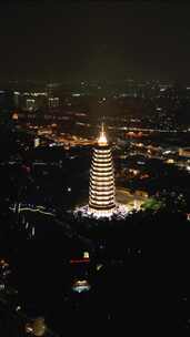 江苏常州天宁禅寺夜景竖屏