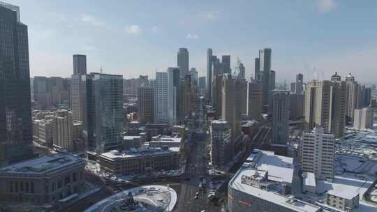 城市雪景 冬天 城市雪景航拍