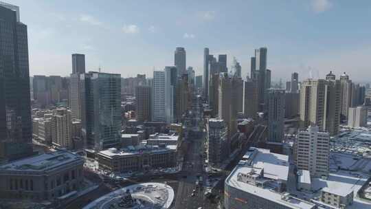 城市雪景 冬天 城市雪景航拍视频素材模板下载