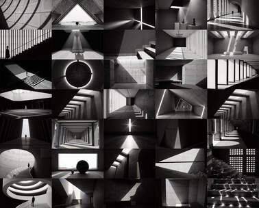 建筑光影空间美学黑白灰调混凝土希望孤独高清在线视频素材下载