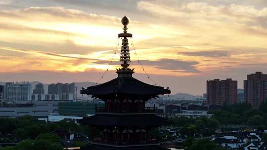 京杭运河苏州段枫桥夜泊景观（航拍运镜）