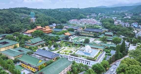 江西省九江市东林寺鸟瞰航拍延时