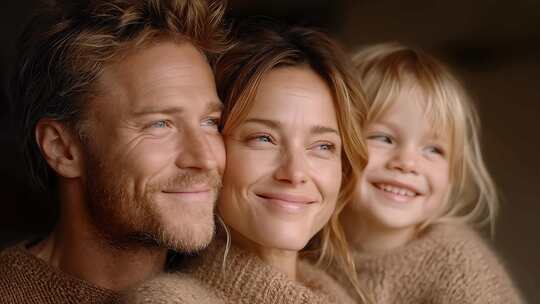 幸福家庭温馨时刻美好笑容洋溢