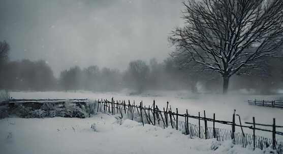 森林下雪天风景雪景唯美冬天下雪天大雪茫茫