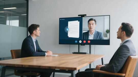 商务人士办公室视频会议场景