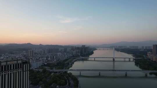 广东惠州城市夜幕降临夜景灯光航拍