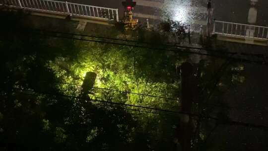 夜晚路灯下的雨景