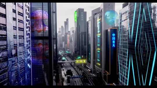 香港赛博朋克科幻城市视频素材模板下载