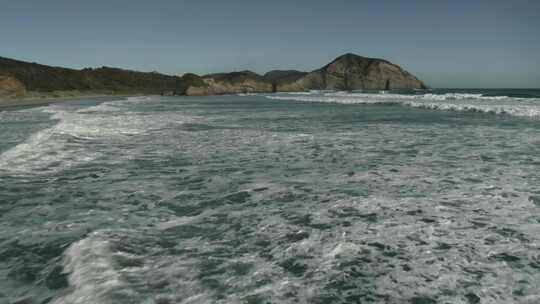 唯美海浪海面海岸线浪花夕阳 (1)