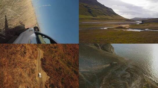 自驾游宣传片 航拍旅行的汽车道路视频素材模板下载