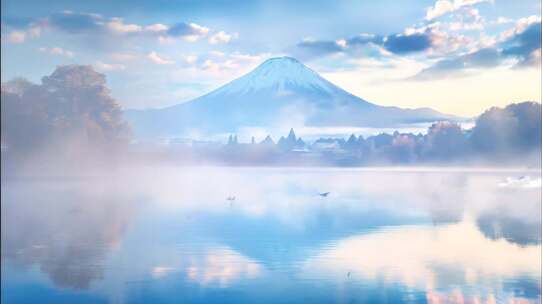 唯美富士山樱花风景