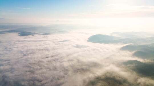 航拍清晨山川云海云雾风景