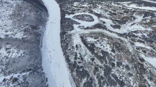 额尔古纳冬季自然风光根河湿地雪景