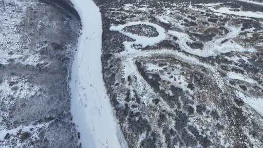 额尔古纳冬季自然风光根河湿地雪景视频素材模板下载