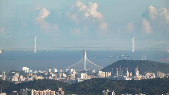 深圳宝安机场深中大桥滨海湾大桥夜景延时