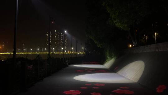 公园夜景灯光装饰亮化视频素材模板下载