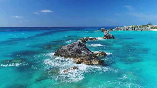 百慕大，岩礁，空中飞行，热带天堂，美丽的风景，大西洋