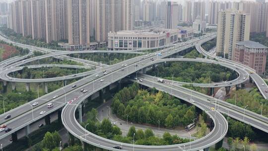 4k航拍武汉城市立交通枢纽车流视频素材模板下载