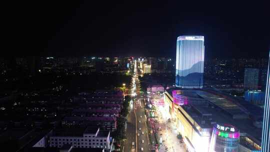 河北保定城市夜景灯光航拍