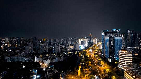 陆家嘴世纪大道夜景航拍