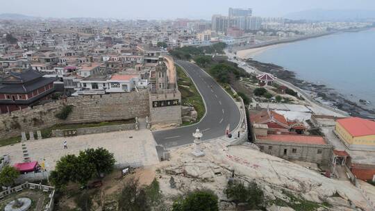 航拍福建闽南泉州崇武古城海岸海边风景