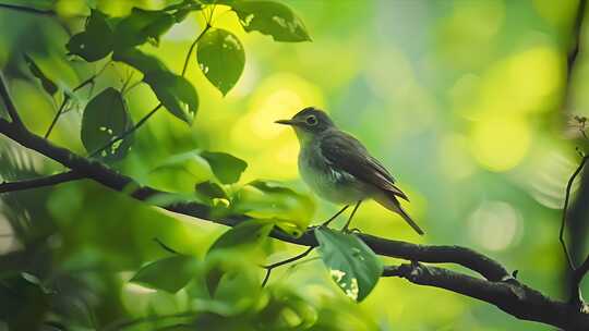 森林鸟儿在歌唱 鸟语花香的春天生机勃勃