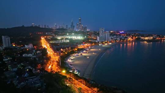 青岛城市夜景老城区夜景视频素材模板下载