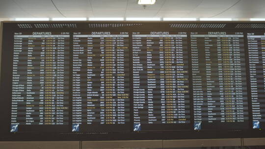 美国西雅图机场航班显示屏