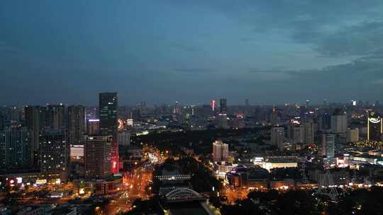 航拍安徽合肥夜景合肥老城区夜景