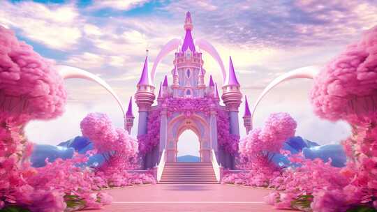 粉色城堡视频素材模板下载