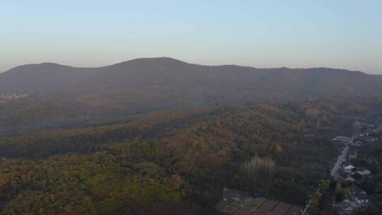 航拍南京老山风景区日出风光