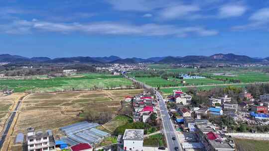 乡村田野公路航拍全景