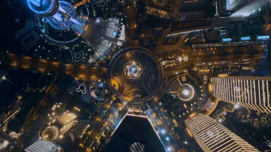 上海陆家嘴环岛夜景俯拍