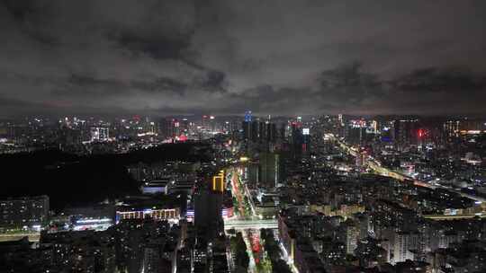 广东深圳城市大景夜景灯光航拍