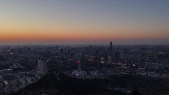 济南千佛山山顶日落、夕阳