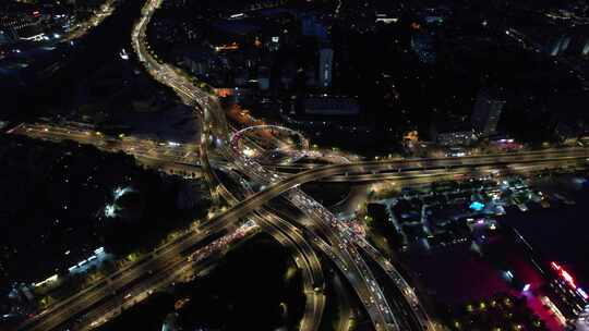 江苏南京城市夜景交通车辆航拍视频素材模板下载