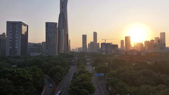 深圳汉京金融中心清晨航拍