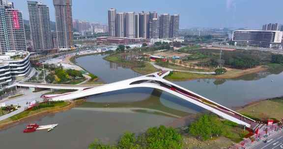 4K航拍广州南沙聚星桥