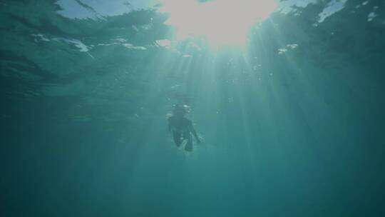 在海中浮潜的女人视频素材模板下载