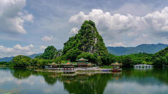 肇庆七星岩景区蓝天白云延时