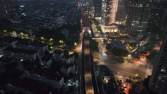 虹桥路站夜景航拍