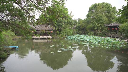 绍兴沈园中式园林实拍视频