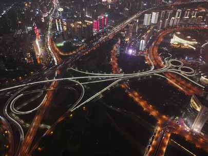 郑州市夜景航拍延时金水路立交桥夜晚金水区