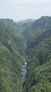 竖版航拍大自然青山山谷风景