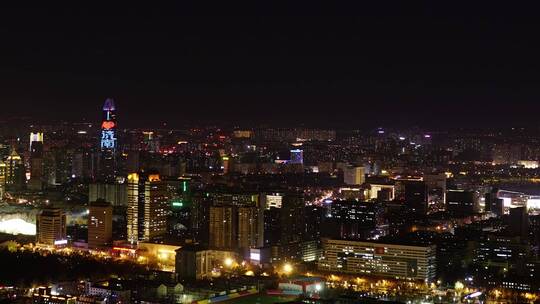 山东济南城市夜晚实拍地标建筑延时摄影
