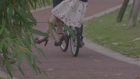 M1 成都 婚纱 做在自行车后座的女孩背影视频素材模板下载
