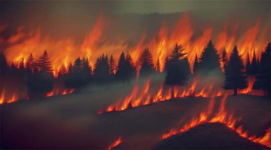 AIGC素材 森林火灾山火防治