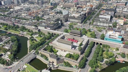 西安城墙城市地标永宁门风光航拍