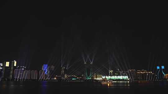 杭州奥体中心亚运会灯光秀视频素材模板下载